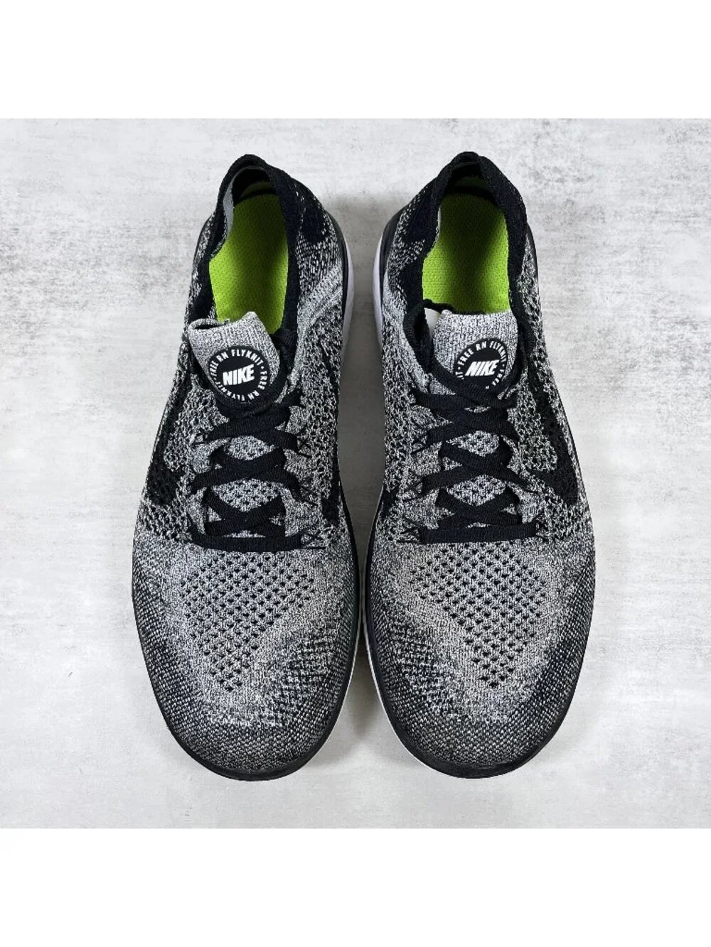 Nike Free RN Flyknit 2018 Running Shoes - Men's Size 9.5 - Oreo Black White